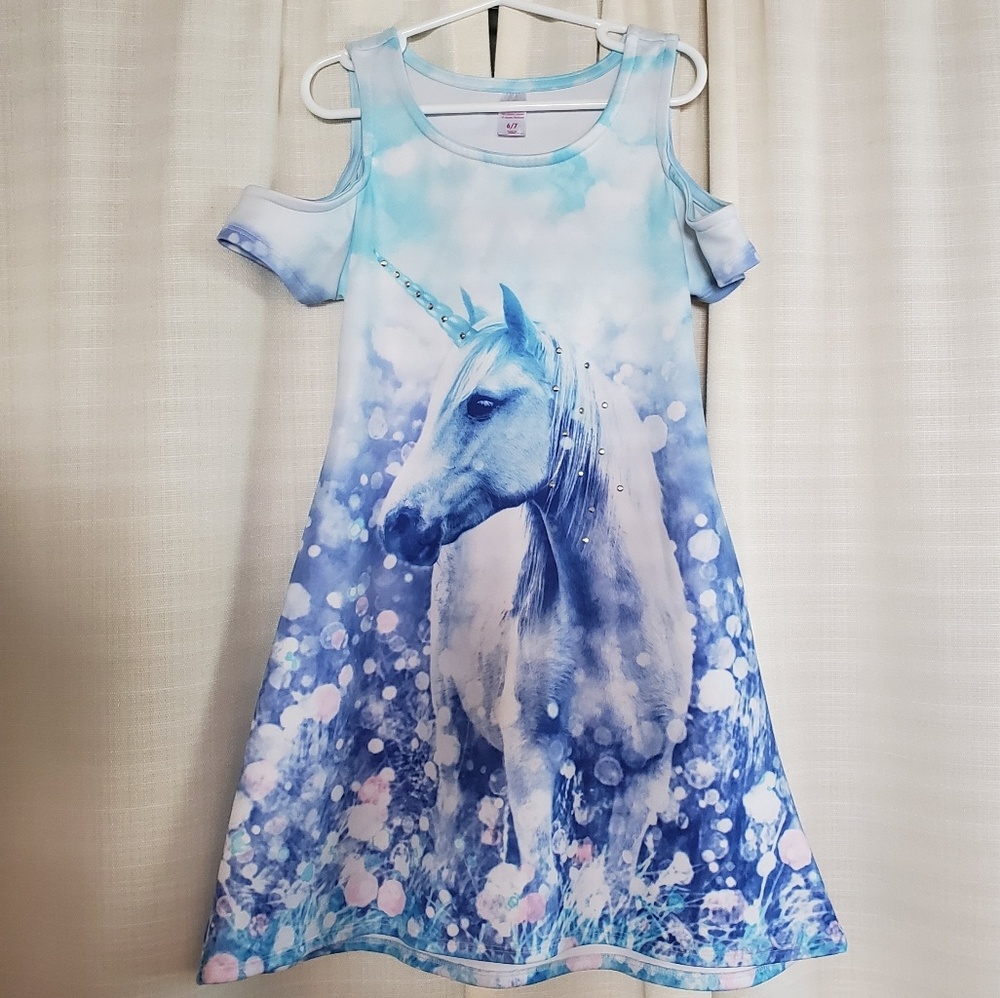 Justice girl's cold shoulder unicorn dress